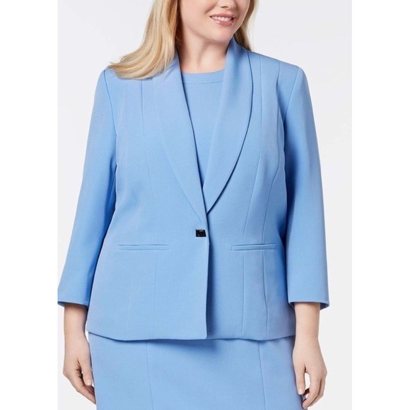 KASPER Periwinkle Blue 2-Piece Skirt Suit Jacket & Skirt Career Workwear 20W - Picture 1 of 5